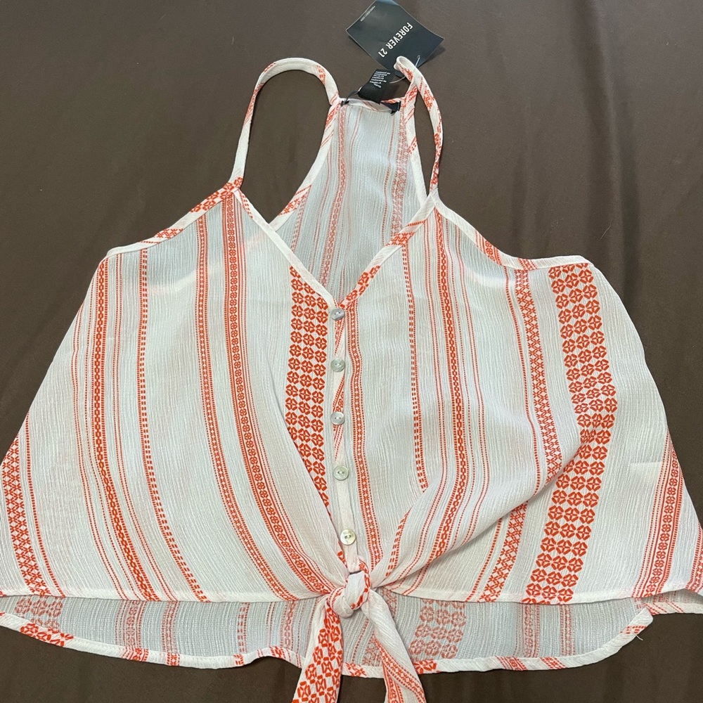 NWT Forever 21 crop halter tank top with with orange